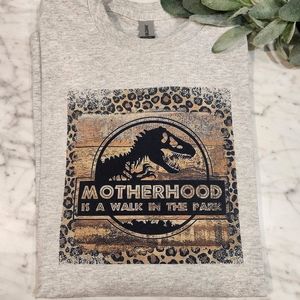 Funny mom shirt Dinosaur cheetah print cute popular motherhood is a walk in park